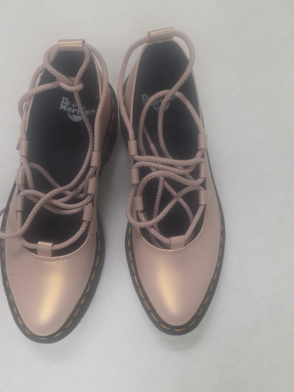 Rare Dr. Martens Metallic Pink Lace-Up Flats Size 6M